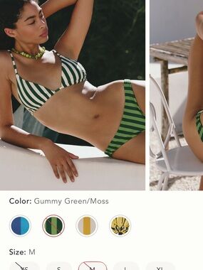 Simon Miller Striped Green Bwai Bikini Bottom